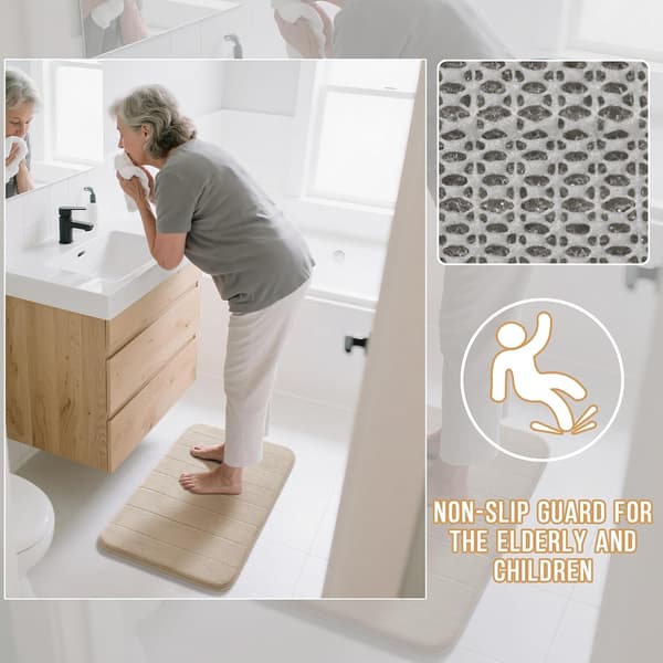 Memory Foam Bathroom Mat, Soft Absorbent and Quick-Drying, Non-Slip and Machine Washable Mat for Shower and Bathtub Pink 50x80cm