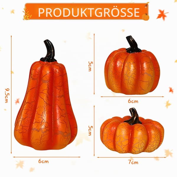 3-pack LED-pumpaslingor, Halloween-dekoration, höstdekoration