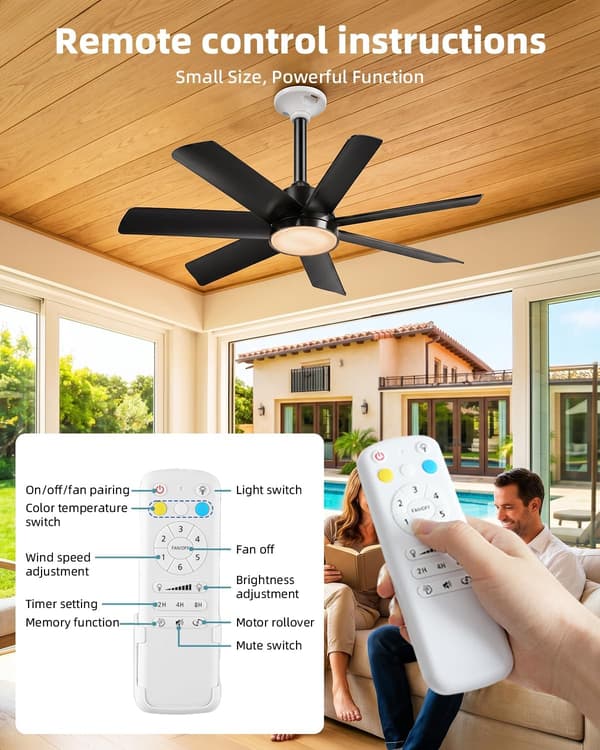 2-pakning 71 cm sokkelviftelys, E26/E27 LED takvifter med fjernkontroll og dimbar 3000-6000K