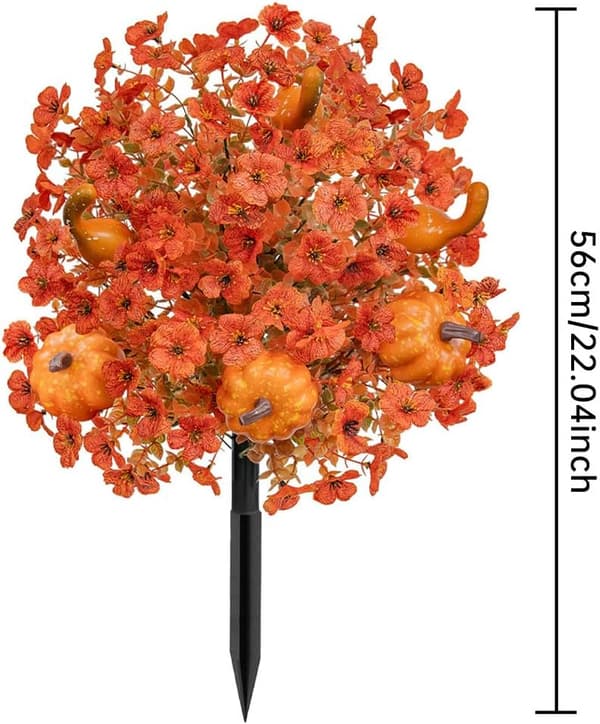 1 pakke 56 cm kunstig efterårsplante - græskar og blomster til have, veranda, sti - stil 2 Yellow-1 1 Pack