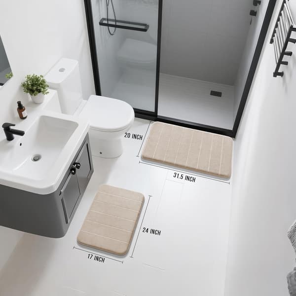 Memory Foam Bademåtte, Blød Absorberende og Hurtigtørrende, Skridsikker og Maskinvaskbar Måtte til Bruser og Badekar Light Grey 40x60cm