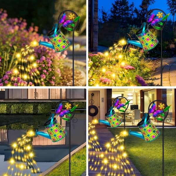 Solcellelampe Vandkande med LED – 2-pak Solcellelygte Havebelysning Udendørs
