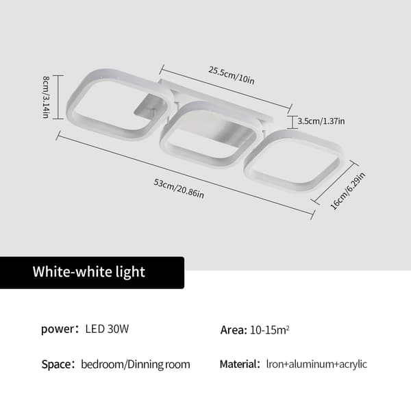 78 cm Diameter Moderne LED Loftlampe - 32W 6000K Hvidt Lys, Flush Mount til Stue