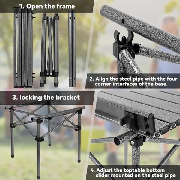 Foldable Camping Table - Lightweight & Portable Table for Camping, Picnic, and Outdoor Use Black