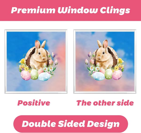 Window Stickers Easter 9 Sheets – Easter Decoration Window Decor with Rabbit, Chick & Egg for Kids' Room & Home F10