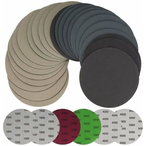 125 mm sandpapir, rundt, korn 1000/1500/2000/3000/4000/5000