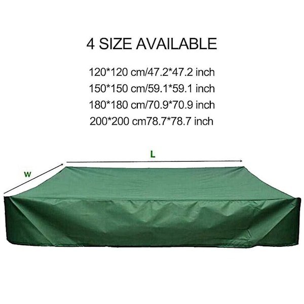 Sandlåda Täckduk Vattentät Dammtät UV-skydd Kvadratisk Pool Täckduk med Dragkedja för Sandlåda, Leksaker och Möbler db Grön Green 120*120cm