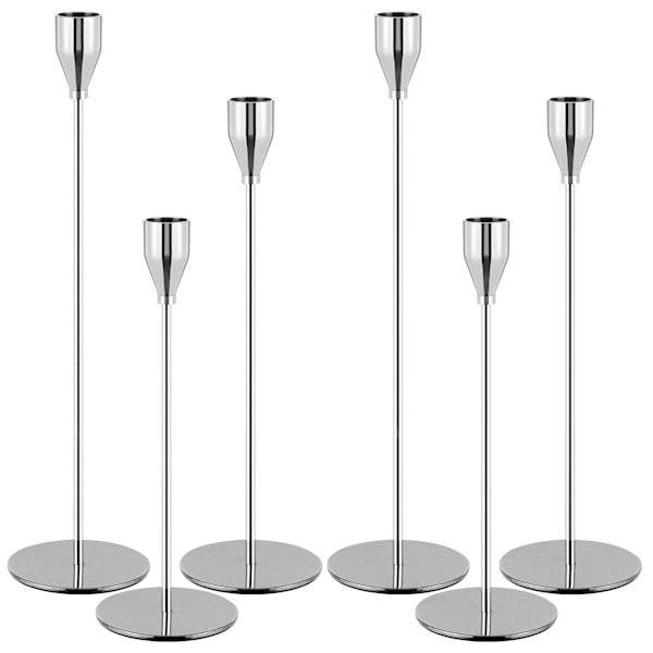 7 st Guld Ljusstakar Avsmalnande Ljusstakar, Metall Höga Ljusstake Ljusstakar för Bröllop, Fest, Matsal, Heminredning silver