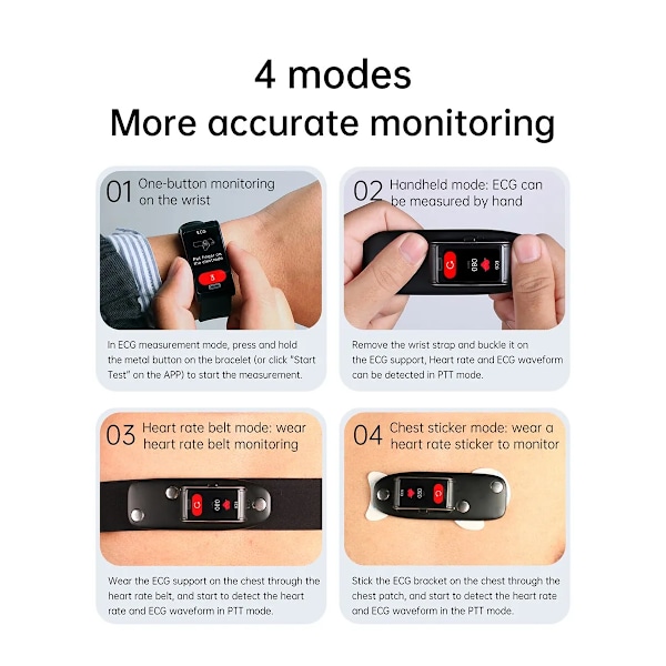 Uusi E600 Verensokeri Syke Verenpaine Mittari Terveys EKG+PPG Älykello IP68 Vedenkestävä Urheilu Älykello Red