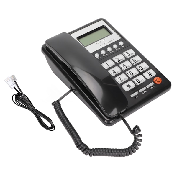 KXT8001CID kablet telefon Klassisk FSK DTMF dobbeltsystem fasttelefon med anrops-ID for hjem hotell (svart)