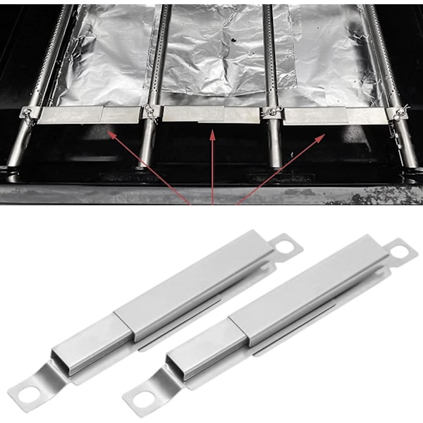 Justerbare grilldeler for kryssrøret, kryssrør i rustfritt stål, erstatningsdeler for brennerrør (3 stk., sølv)