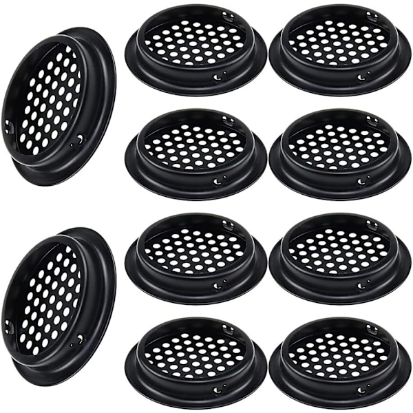 Round ventilation grids 10 pieces Round external ventilation grids Ø 53 mm Stainless steel Black ventilation grids Keep the air flow for kitchen