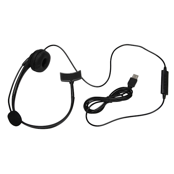 USB-headset for kundesenter med støydempende mikrofon, monoauralt hodetelefon for PC, hjemmekontor og telefon