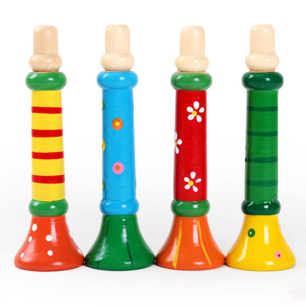 Trä trumpet leksaker klingande, toddler blockflöjt musikinstrument