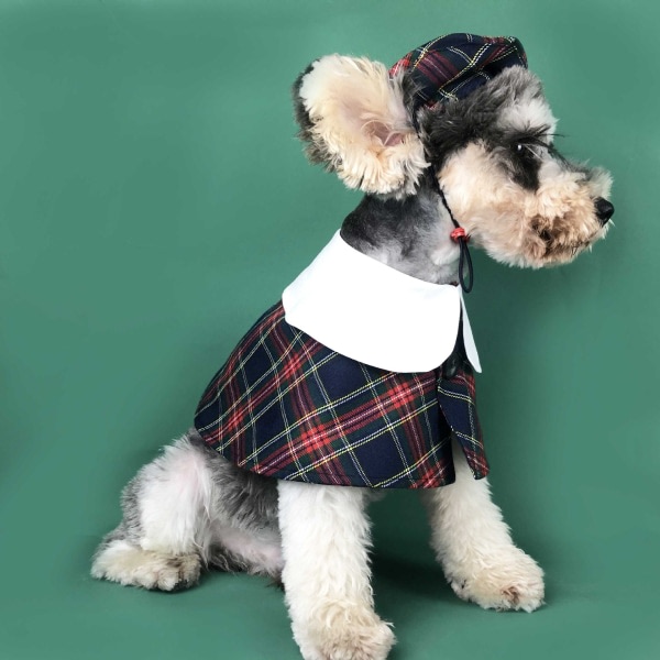 Bits Hundkläder Hattar Brittisk stil Söt Teddy Schnauzer Pomacy Heights Keji Pet Coak (M: Hals 33cm)