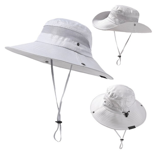 Solhat til kvinder, udendørs sommer vandrehat, beskyttende kasket til kvinder, foldbar lysegrå light grey 56-60cm