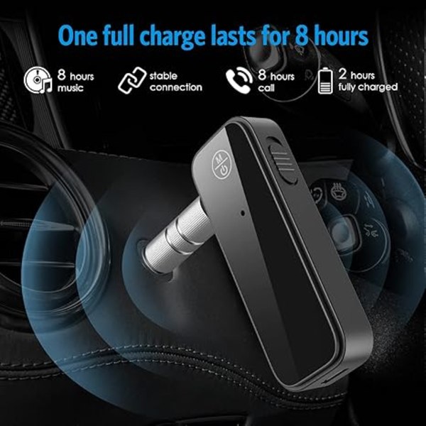 Bluetooth-sovitin autoon, 2-in-1 Bluetooth 5.0 -vastaanotin autoon näytöllä, sopii autoihin, kaiuttimiin, stereolaitteisiin ja kuulokkeisiin
