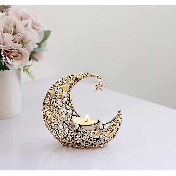 Yaju Metall Månsken Tealight Ljusstake Ställ Dekorativ Tealight Ljusstake Te Ljusbricka För Hem/Trädgård/Bröllop (Guld)(1st)