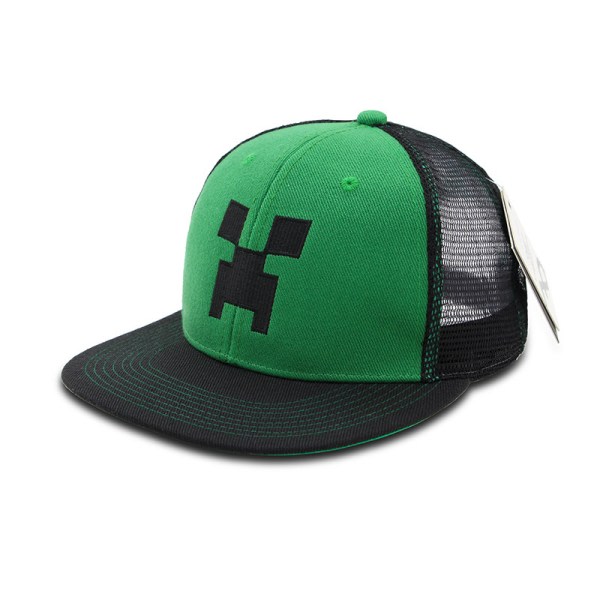 Minecraft Creeper -poikien hattu - musta ja vihreä nuorten snapback-hattu