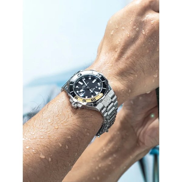 Paul Picot Luksus Herreure Rustfrit Stål Rem Mode Vandtæt Quartz Ur Til Mand Kalender Herreur Reloj Hombr black-blue