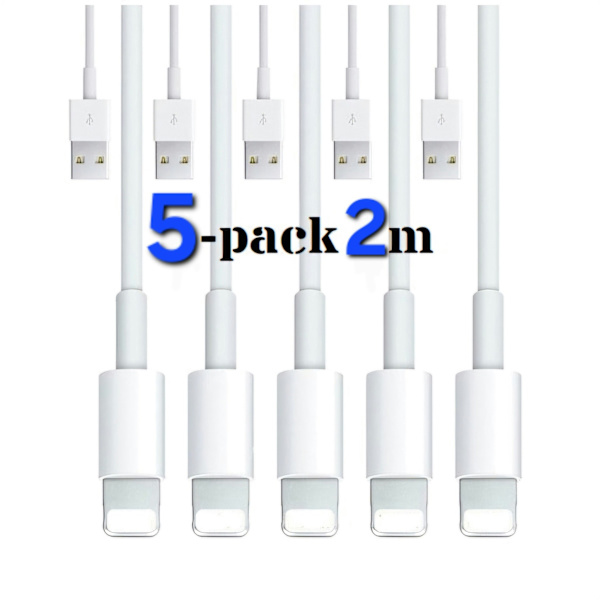 5-pakkaus / 2 lisää - Lightning-latauskaapeli iPhon{qw} 5-pack. 2 meter
