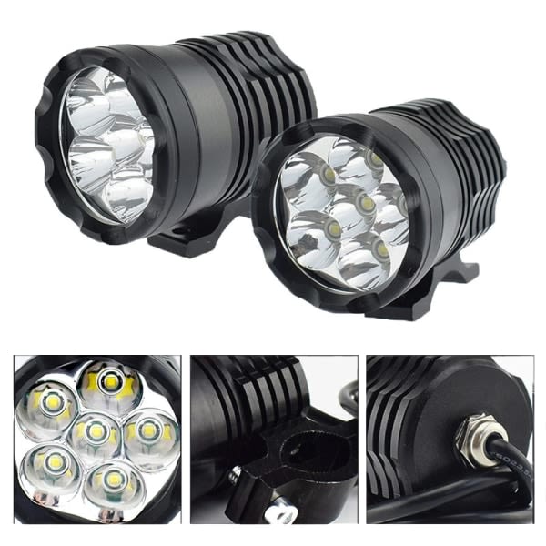 2 stycken LED-strålkastare för elfordon och motorcyklar 60 W strålkastare 6 LED-externa extrastrålkastare med hög effekt strålkastare