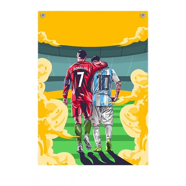 Fotballstjerner Cristiano Ronaldo og Lionel Messi Plakat Kunst Veggdekor (Urammet) 23in×35in(60cm×90cm) (Messi og Ronaldo)