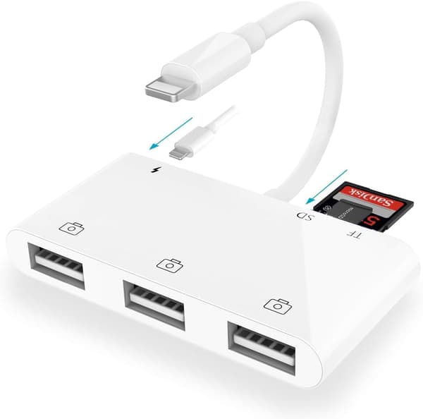 iPhone SD-kortleseradapter, 6 i 1 iPhone USB-kameraadapter med