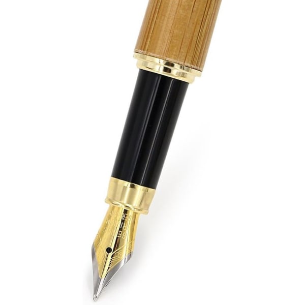 Medium spets reservoarpenna Naturlig bambu skrivpenna