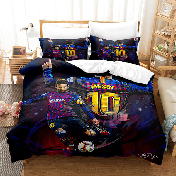 3D fotballstjerne Ronaldo, Messi, Mbappe og andre serier trykt tredelt sett todelt sett digitalt dynetrekk putetrekk sett C 220*240