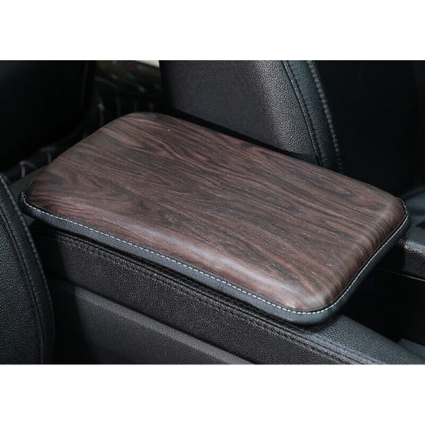 Car Wood Grain Armstöd Pad Auto Seat Förvaringsbox Cover Kudde Brun