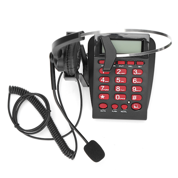 HT720 kablet kundesentertelefon med håndfri headset med omnidireksjonell mikrofon, håndfri telefon med headset for kontor og hjem