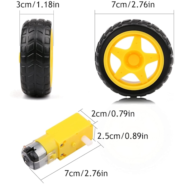 4 sarjaa Mini DC -sähkömoottorin kaksinkertaista akselia vaihteistolla TT Gear DC 3-6V