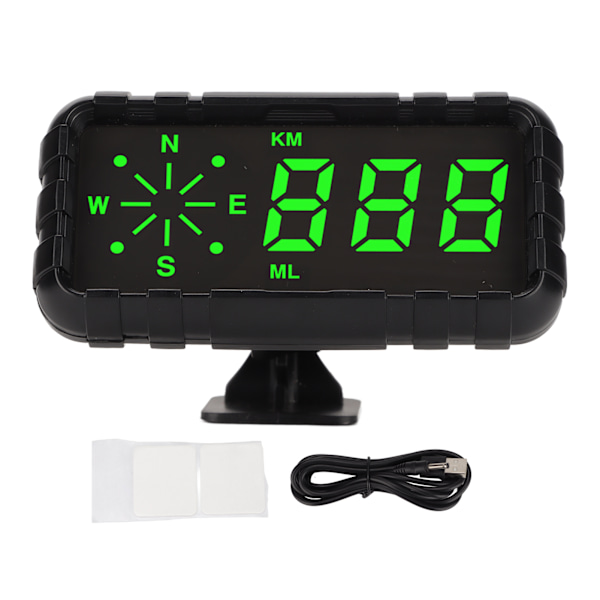 GPS HUD Universal Speed ​​Alarm USB Power Green Font KMH MPH Switching for Cars