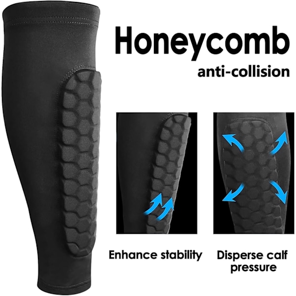 1 par børnesports skinnebensbeskyttere og ungdomsbenbeskyttere med lange honeycomb-puder