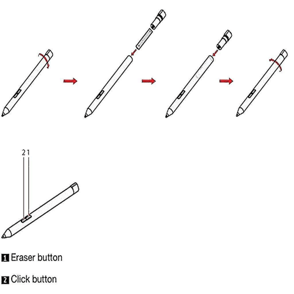 Til Lenovo- Ideapad Flex 5 14 (intel Amd) Digital Stylus med konfigurerbar knap