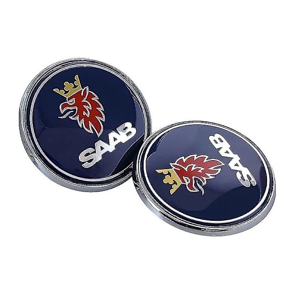 68mm 2 3 Pin Saab Bil Främre Motorhuv Emblem Baklucka Stötfångare Märke För Saab 9 3 9 5 9-3 9-5 Saab Emblem Dekal Tillbehör Ya Front Blue
