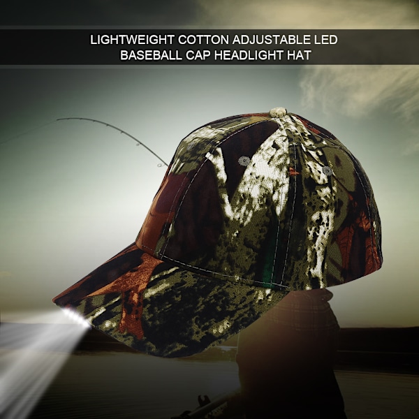 Lightweight LED cotton cap with adjustable baseball cap (camouflage).