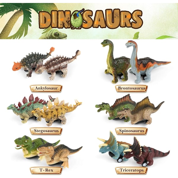 Dinosaurer træk-tilbage biler med jumbo æg, fyldte påskeæg med legetøj til indendørs æggesøgning