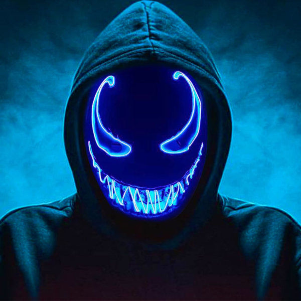 Halloween Led Mask, Led Halloween Mask, Purge Mask with 3 Light Modes, Light Up Halloween Mask for Men, Women and Kids, Blue