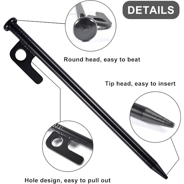 Pcs Heavy Duty Teltplugger, Teltplugger, Metallplugger, 20cm Høyfast Smijern Camping Teltplugger med Krok og Hull for Camping, Camping Ca.