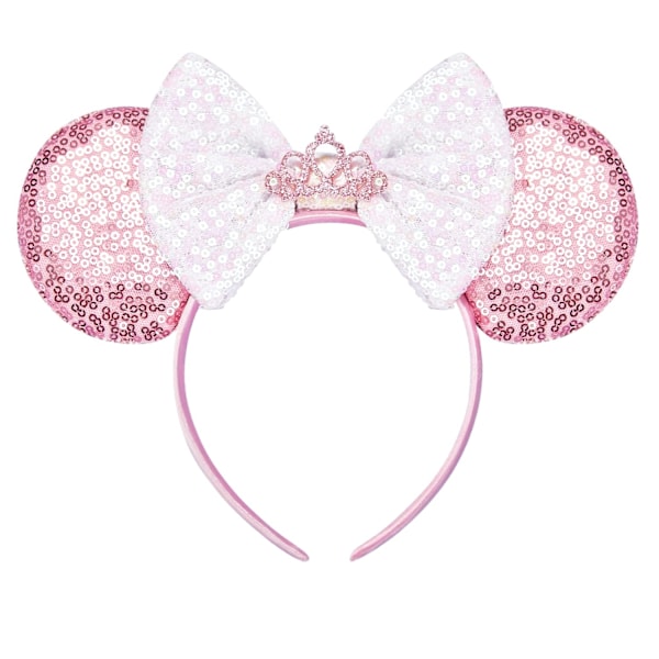 Mickey Mouse-öron, Sekvenserade Mickey Mouse-öron Hårband för Pojkar Flickor Halloween och Disneyresa (Rosa Krona)