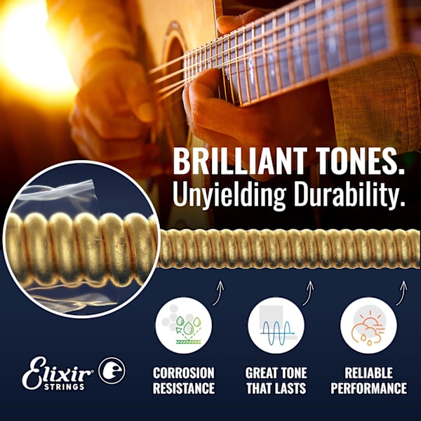 Elixir Akustisen kitaran kielet Nanoweb Phosphor Bronze Light 16052