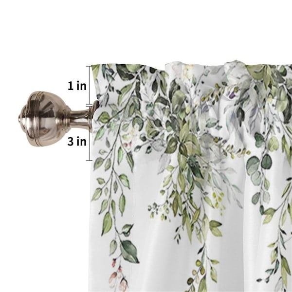 Sagegrøn Gardinvalance til Vindue Akvarel Eucalyptus Blade Stanglomme Vinduebehandling