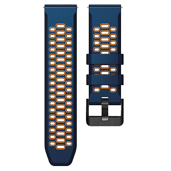 Dobbeltfarvet silikonerem til Suunto 7/9/9 Baro 24mm med multi-hul design hurtigudløser spænde armbånd Midnight Blue Orange