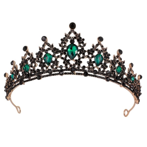 Queen Crown and Tiara Princess Crown for Women and Girls Crystal Headband for Bride Gothic Costumes for Women Prom Accessories Black and Green