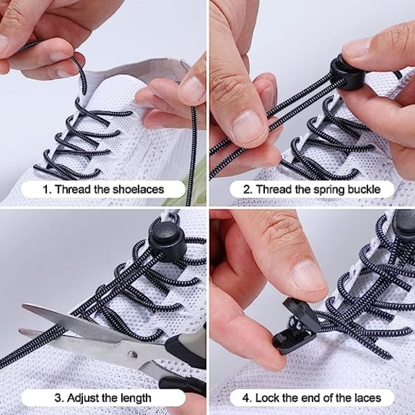 6 par elastiska skosnören för vuxna och barn utan knytskosnören L