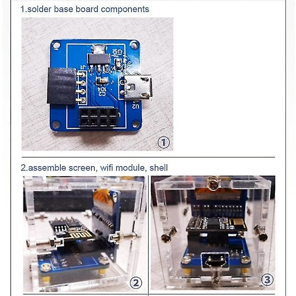 Esp8266 DIY Elektronisk Kit Mini Klocka Oled Display med Skal DIY Lödningsprojekt