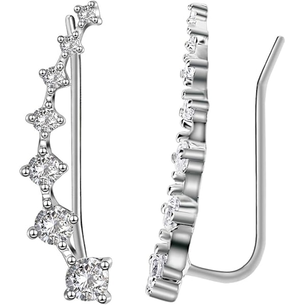 Krystal Øreringe Manchet Clipper Klo Klatre S925 Sterling Sølv Allergivenlige Øreringe
