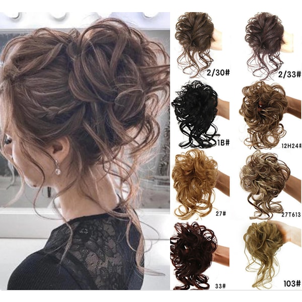 Slarvig Bun Hårbit Curly Scrunchie Chignon Med Gummiband Updo Syntetisk US